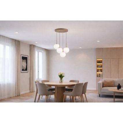 Brilagi - Luster na lanku 4xE27/60W/230V béžová/zlatá