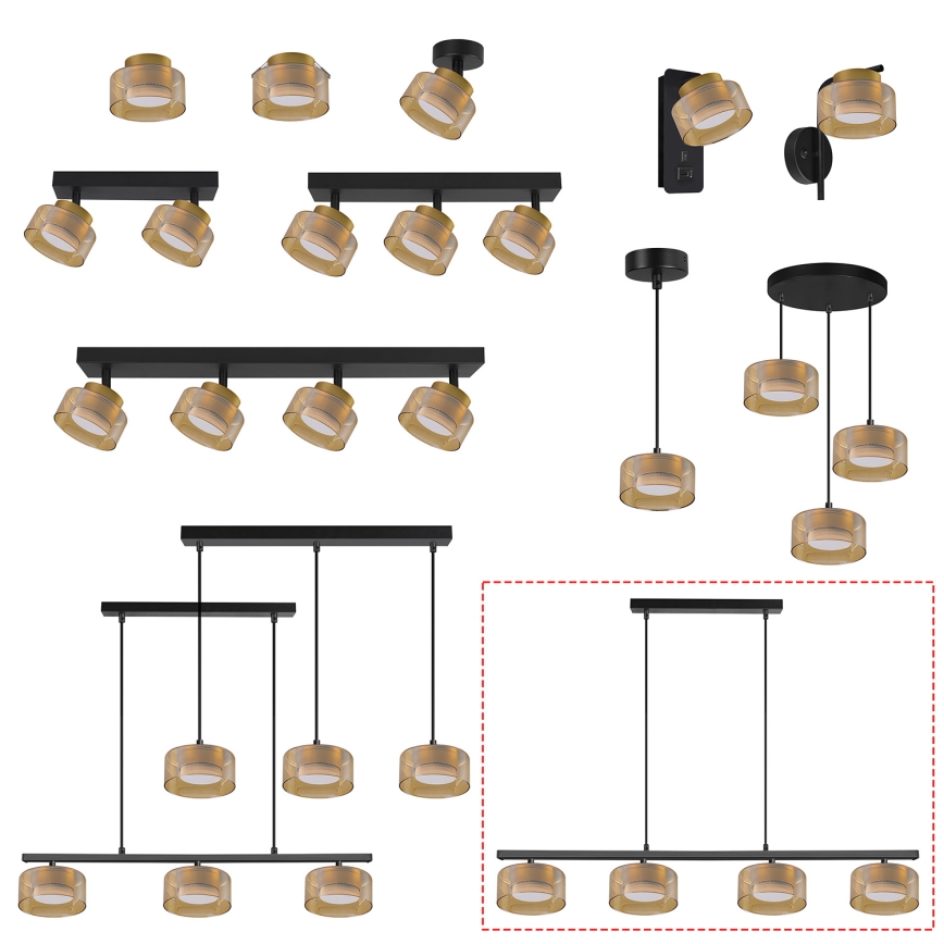 Brilagi - Luster na lanku AURA LUX 4xGX53/30W/230V čierna/zlatá