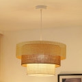BRILAGI - Luster na lanku CEDAR LUNETA 1xE27/15W/230V pr. 45 ratan/hnedá/krémová