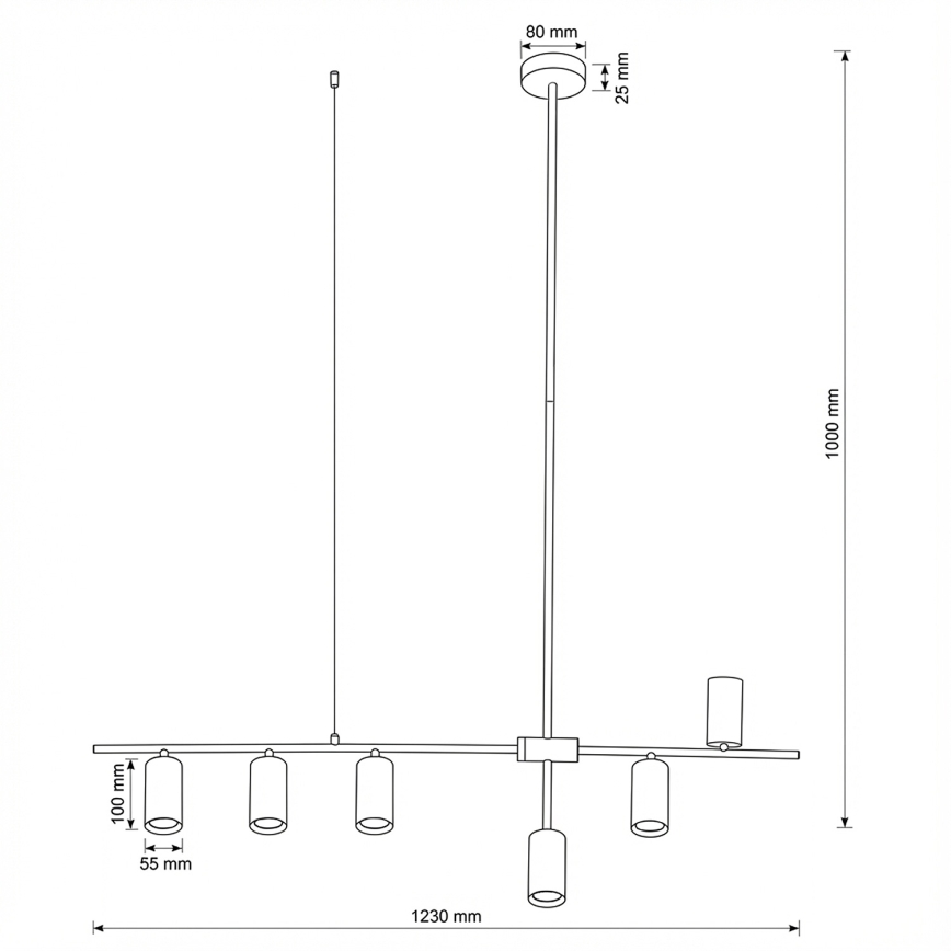 Brilagi - Luster na lanku CRANE 6xGU10/30W/230V čierna