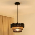 BRILAGI - Luster na lanku DAKOTA LUNETA 1xE27/15W/230V pr. 25 cm čierna/ratan