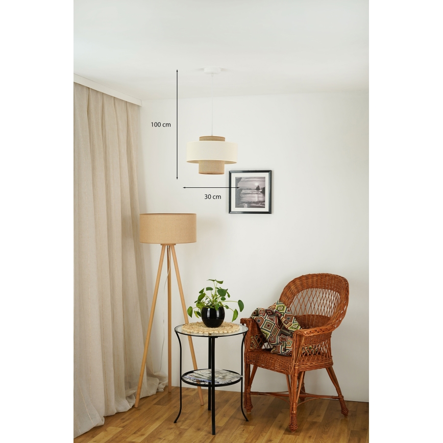 Brilagi - Luster na lanku DALLAS 1xE27/15W/230V pr. 30 cm hnedá/krémová/biela