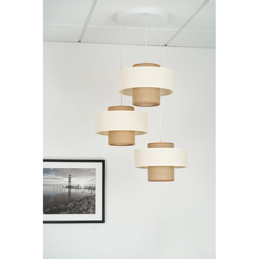 Brilagi - Luster na lanku DALLAS 3xE27/15W/230V hnedá/krémová/biela