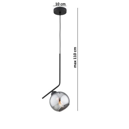 Brilagi - Luster na lanku DIOR 1xE27/60W/230V čierna/dymová sivá