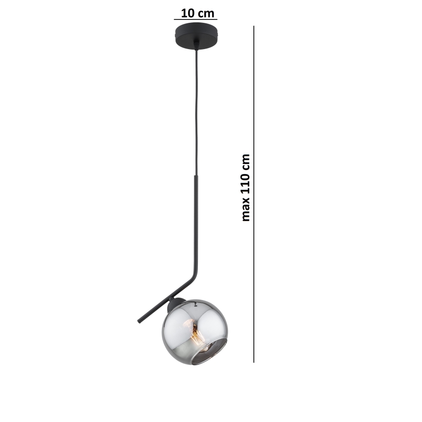 Brilagi - Luster na lanku DIOR 1xE27/60W/230V čierna/dymová sivá