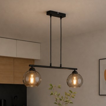 Brilagi - Luster na lanku DIOR 2xE27/60W/230V čierna/dymová sivá