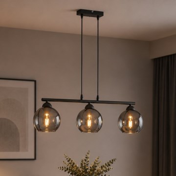 Brilagi - Luster na lanku DIOR 3xE27/60W/230V čierna/dymová šedá