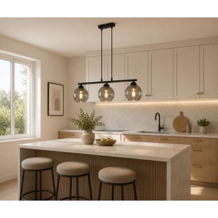 Brilagi - Luster na lanku DIOR 3xE27/60W/230V čierna/dymová šedá