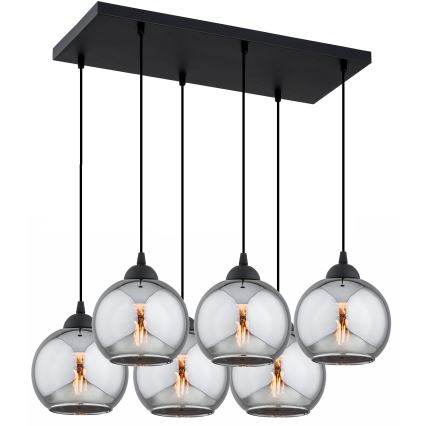 Brilagi - Luster na lanku DIOR 6xE27/60W/230V čierna/dymová sivá