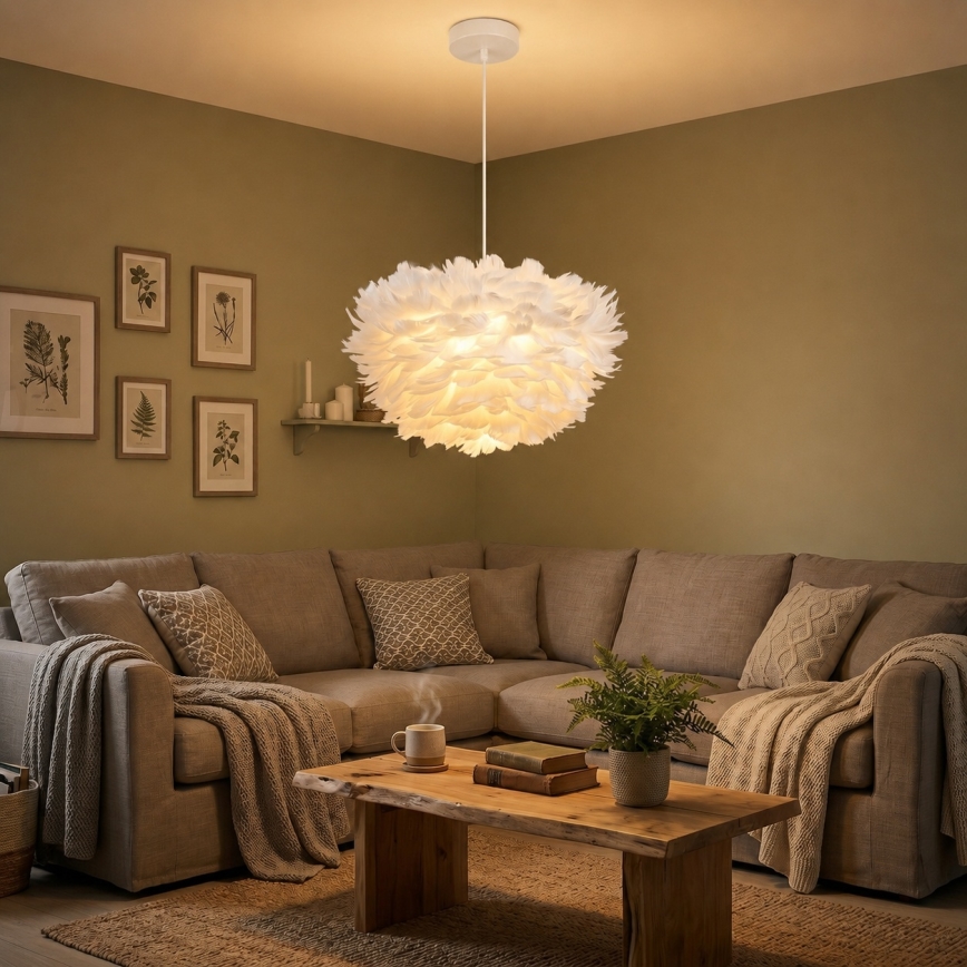BRILAGI - Luster na lanku FEATHER 3xE27/40W/230V pr. 40 cm biely