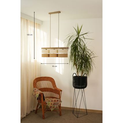 Brilagi - Luster na lanku FOREST 3xE27/15W/230V borovica/béžová/krémová