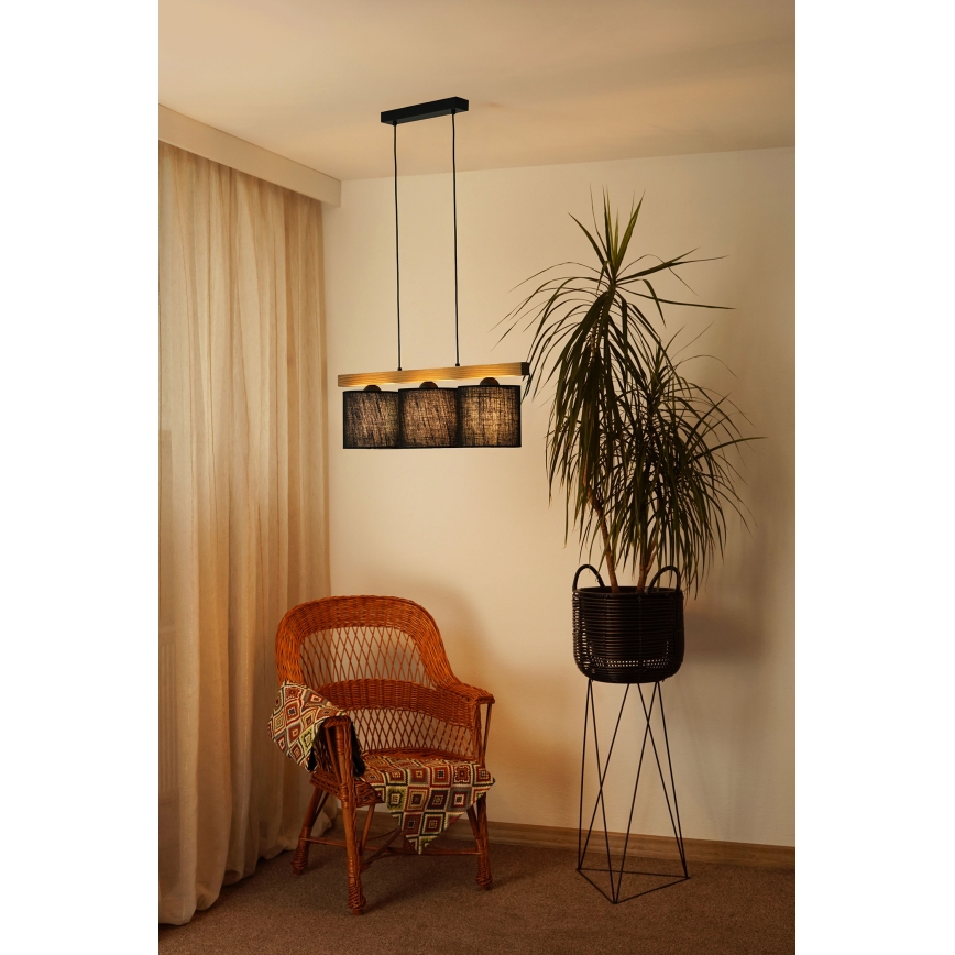 Brilagi - Luster na lanku FOREST 3xE27/15W/230V borovica/čierna