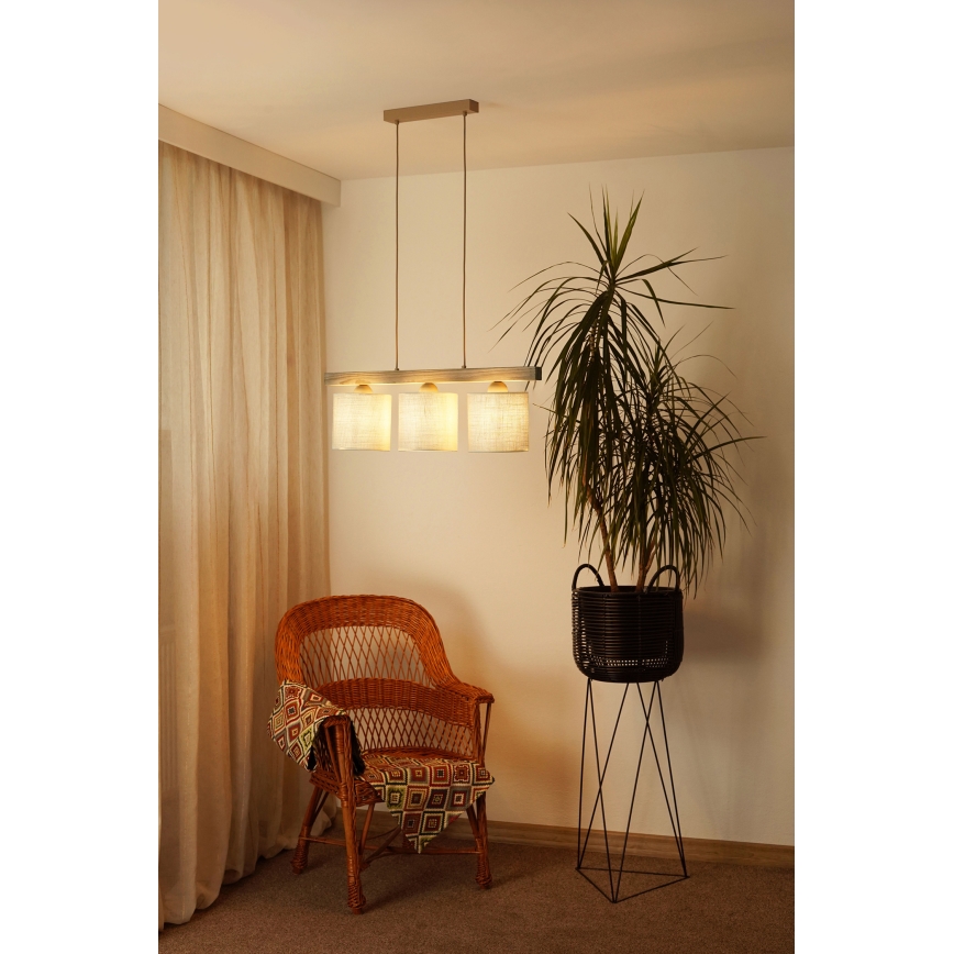 Brilagi - Luster na lanku FOREST 3xE27/15W/230V borovica/hnedá/krémová