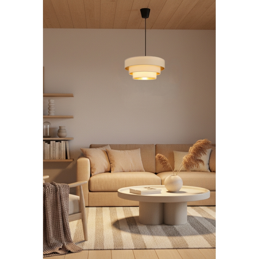 Brilagi - Luster na lanku LUNETA 1xE27/60W/230V priemer 40 cm krémová/zlatá