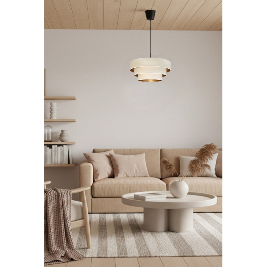 Brilagi - Luster na lanku LUNETA 1xE27/60W/230V priemer 40 cm krémová/zlatá