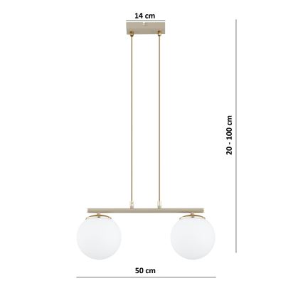 Brilagi - Luster na lanku MILO 2xE27/60W/230V béžová/zlatá