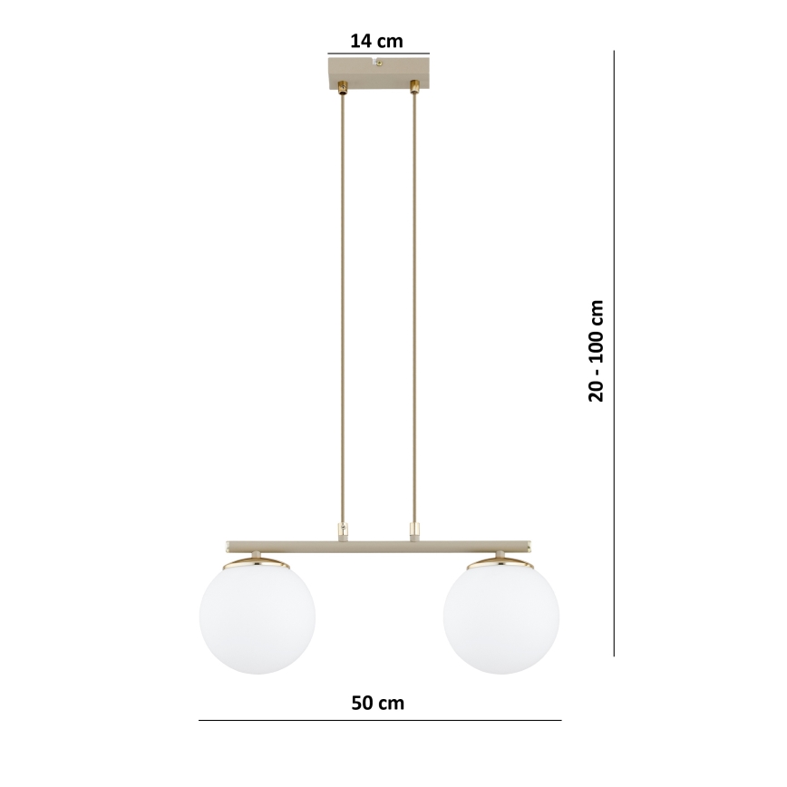 Brilagi - Luster na lanku MILO 2xE27/60W/230V béžová/zlatá
