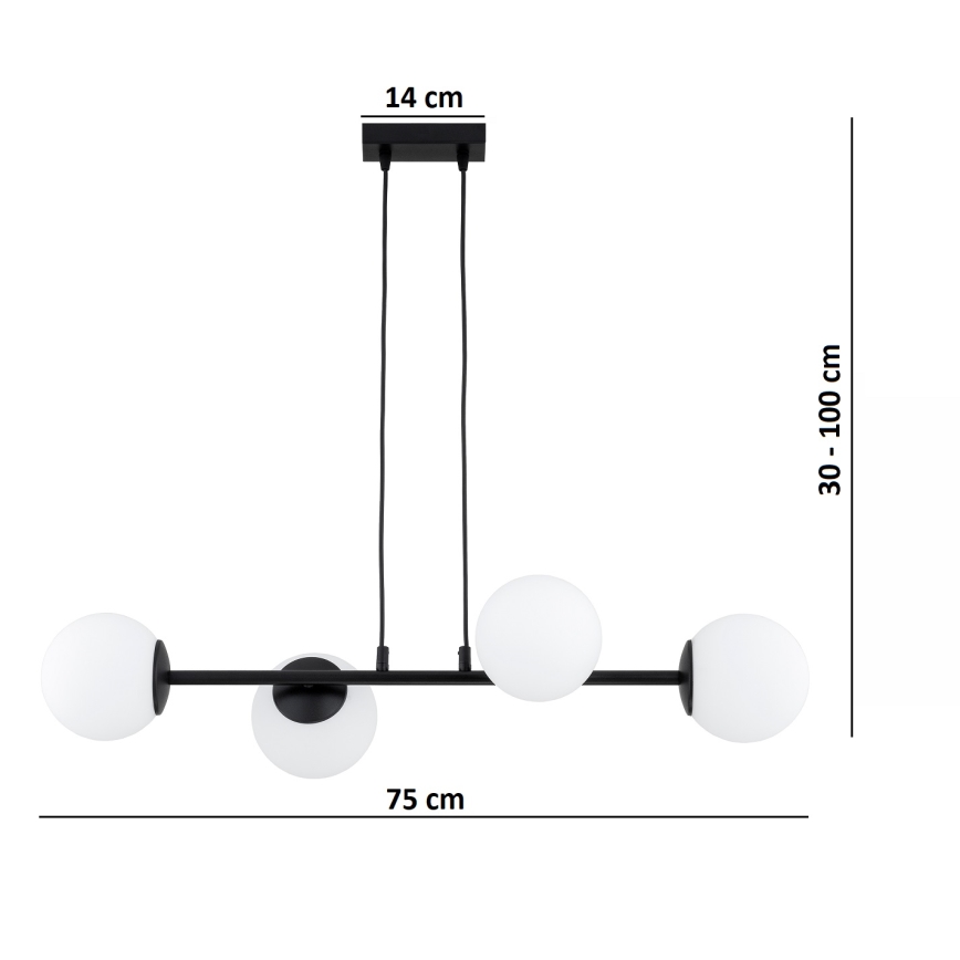 Brilagi - Luster na lanku MILO 4xE27/60W/230V čierna