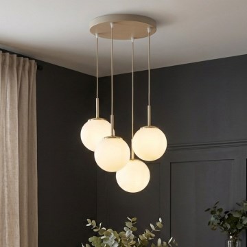 Brilagi - Luster na lanku MILO ECRU 4xE27/60W/230V béžová/zlatá
