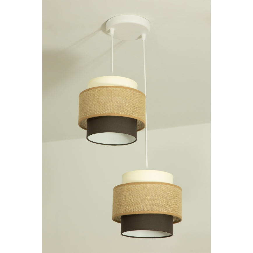 Brilagi - Luster na lanku RESNA 2xE27/60W/230V pr. 30 cm béžová/čierna