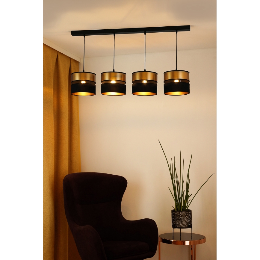 Brilagi - Luster na lanku ROYAL 4xE27/15W/230V čierna/zlatá