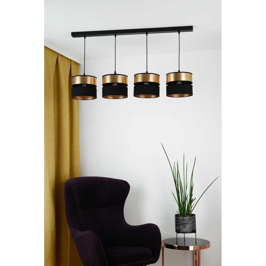 Brilagi - Luster na lanku ROYAL 4xE27/15W/230V čierna/zlatá