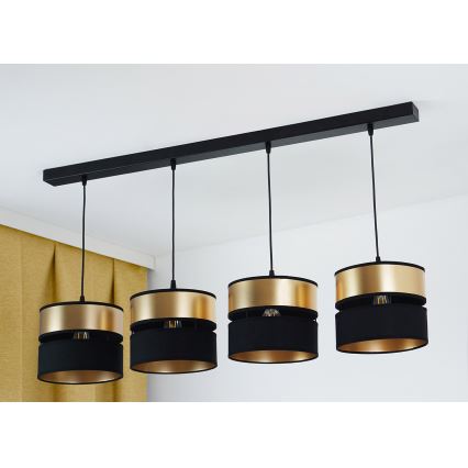 Brilagi - Luster na lanku ROYAL 4xE27/15W/230V čierna/zlatá