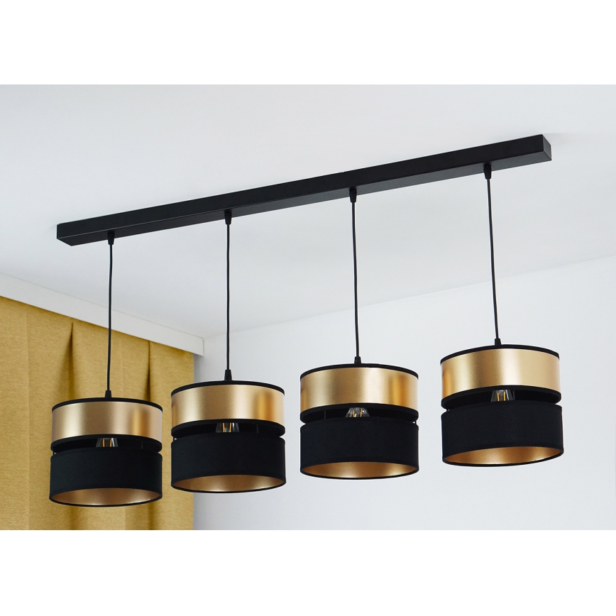 Brilagi - Luster na lanku ROYAL 4xE27/15W/230V čierna/zlatá