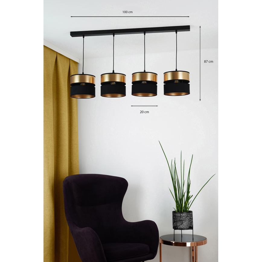 Brilagi - Luster na lanku ROYAL 4xE27/15W/230V čierna/zlatá