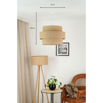 Brilagi - Luster na lanku SPACE YUTE 1xE27/15W/230V pr. 50 cm béžová/biela