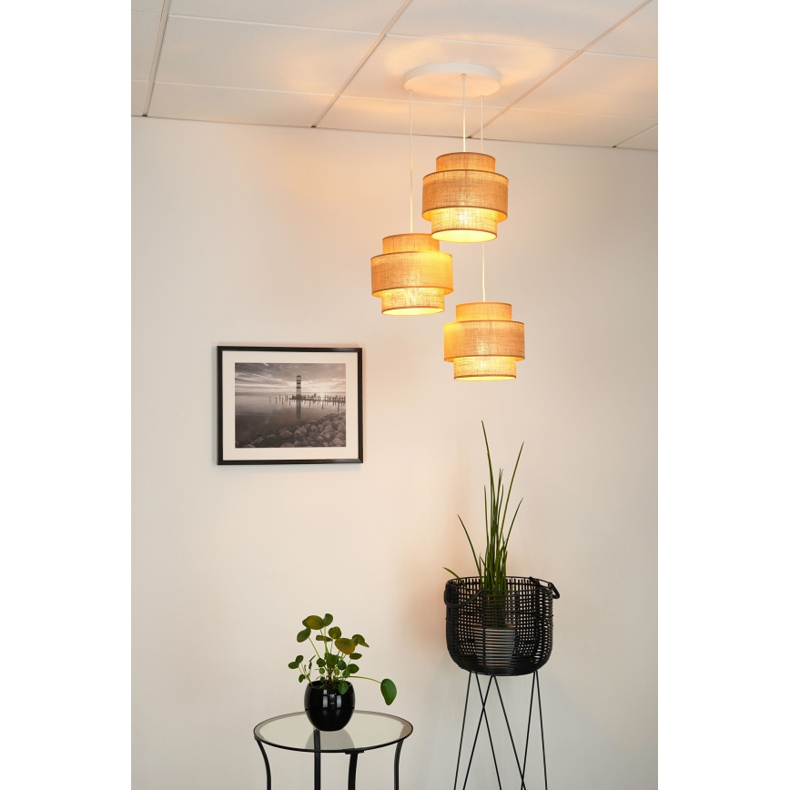 Brilagi - Luster na lanku SPACE YUTE 3xE27/15W/230V béžová/biela