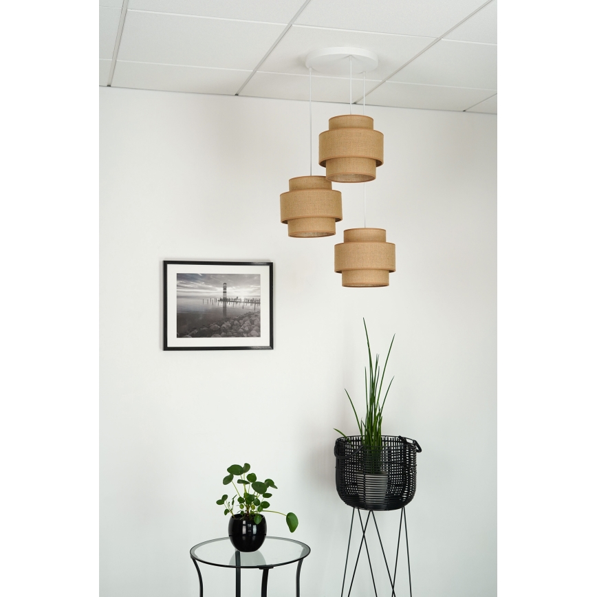 Brilagi - Luster na lanku SPACE YUTE 3xE27/15W/230V béžová/biela
