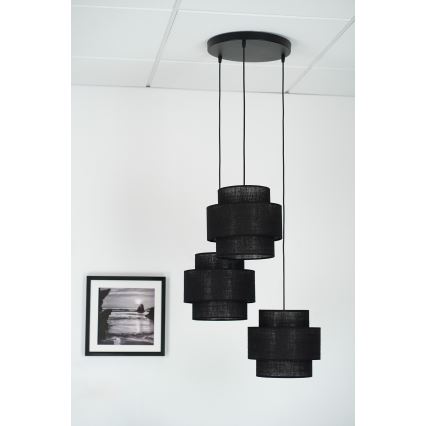 Brilagi - Luster na lanku SPACE YUTE 3xE27/15W/230V čierna