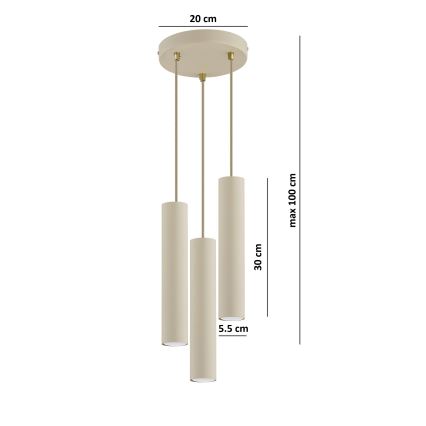 Brilagi - Luster na lanku TUBE 3xGU10/15W/230V béžová/zlatá