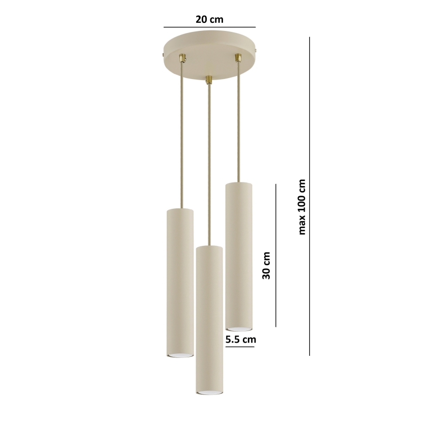 Brilagi - Luster na lanku TUBE 3xGU10/15W/230V béžová/zlatá