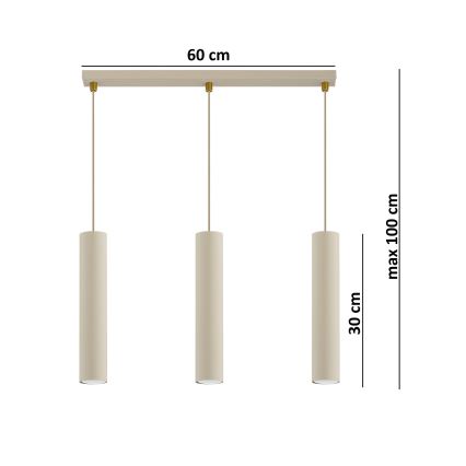 Brilagi - Luster na lanku TUBE 3xGU10/15W/230V béžová/zlatá