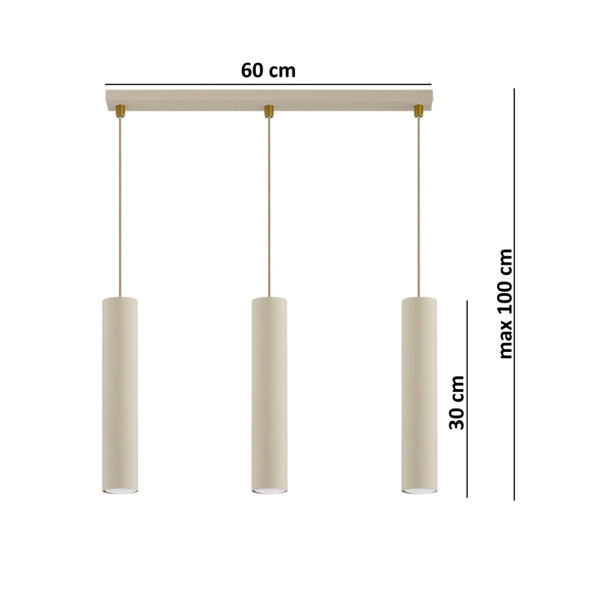 Brilagi - Luster na lanku TUBE 3xGU10/15W/230V béžová/zlatá