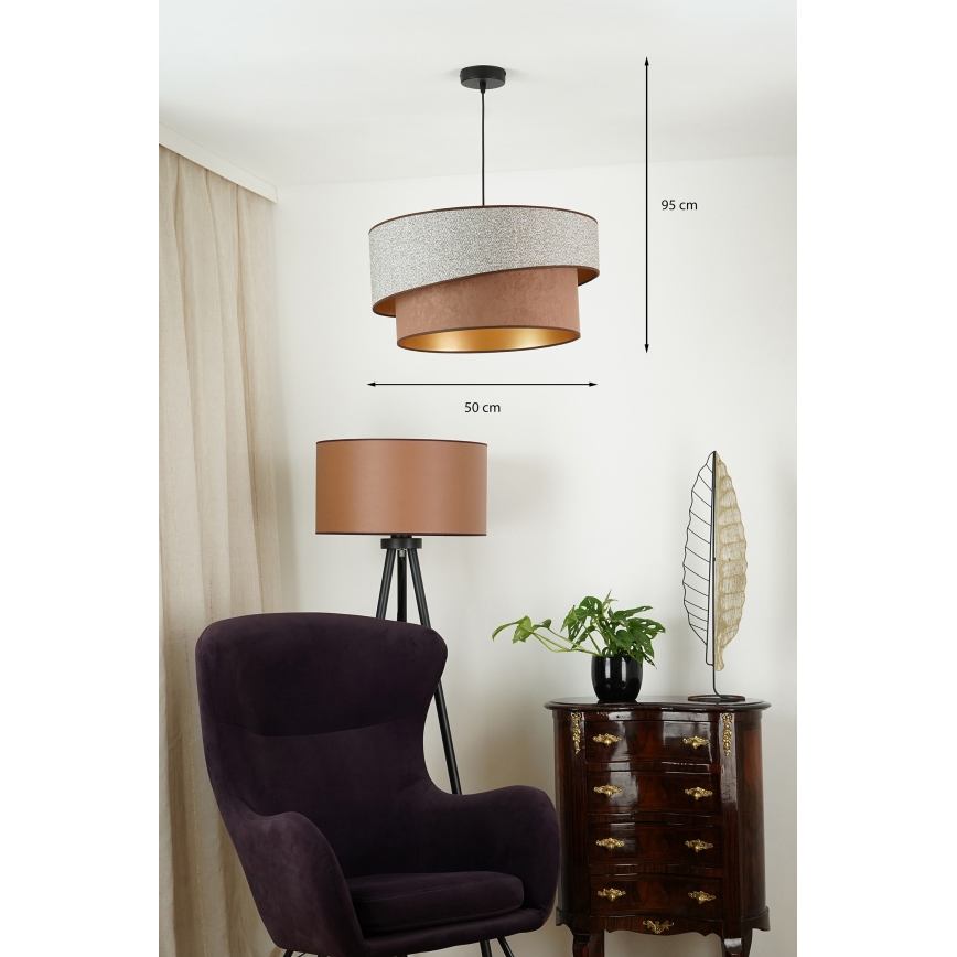 Brilagi - Luster na lanku VEGAS SHINE 1xE27/15W/230V pr. 50 cm šedá/hnedá