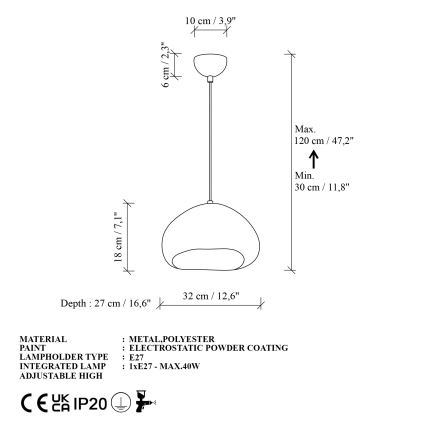 Brilagi - Luster na lanku WABI SABI 1xE27/40W/230V priemer 32 cm biela