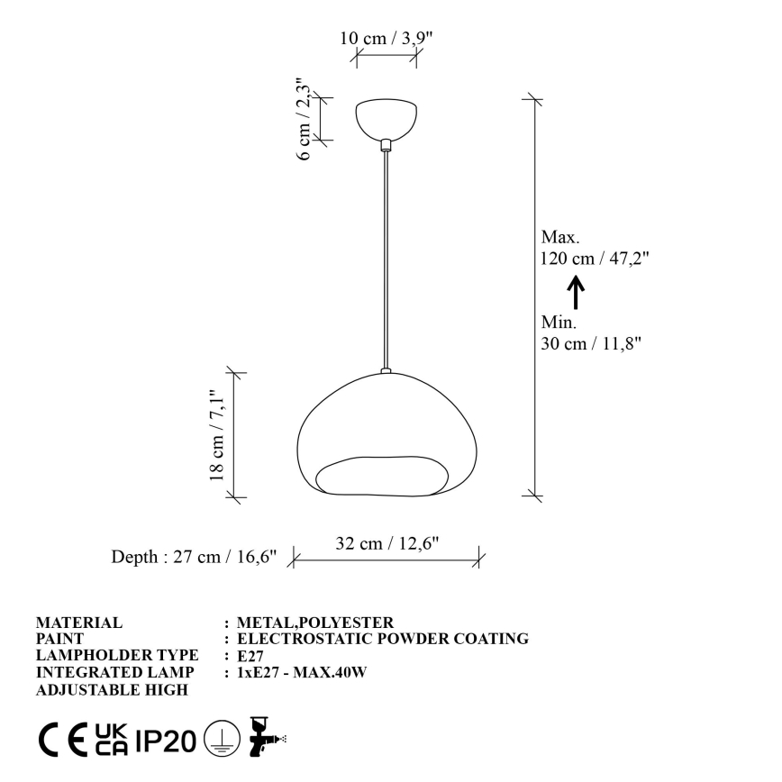 Brilagi - Luster na lanku WABI SABI 1xE27/40W/230V priemer 32 cm biela
