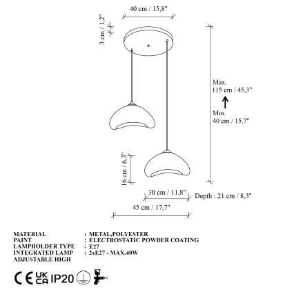 Brilagi - Luster na lanku WABI SABI 2xE27/40W/230V pr. 45 cm biela