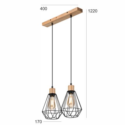Brilagi - Luster na lanku WOODY BASKET 2xE27/60W/230V dub