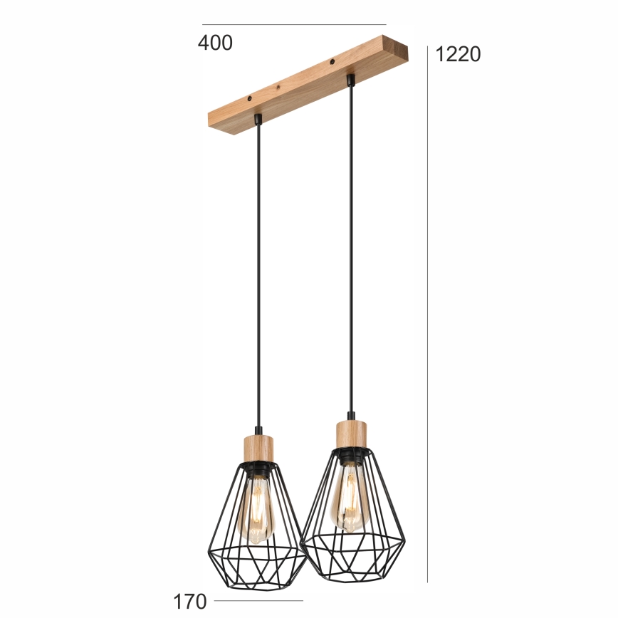Brilagi - Luster na lanku WOODY BASKET 2xE27/60W/230V dub