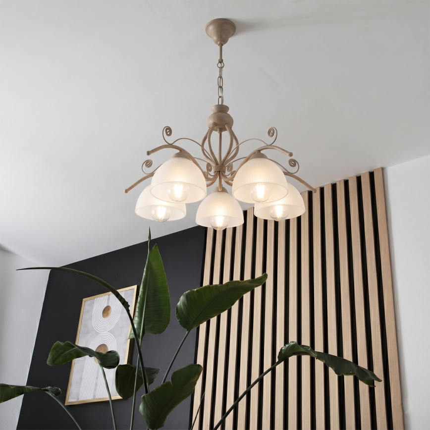 Brilagi - Luster na reťazi ANTICO MODERN 5xE27/60W/230V béžová