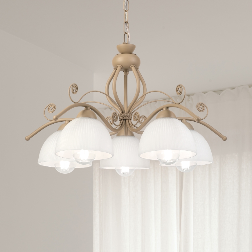 Brilagi - Luster na reťazi ANTICO MODERN 5xE27/60W/230V béžová