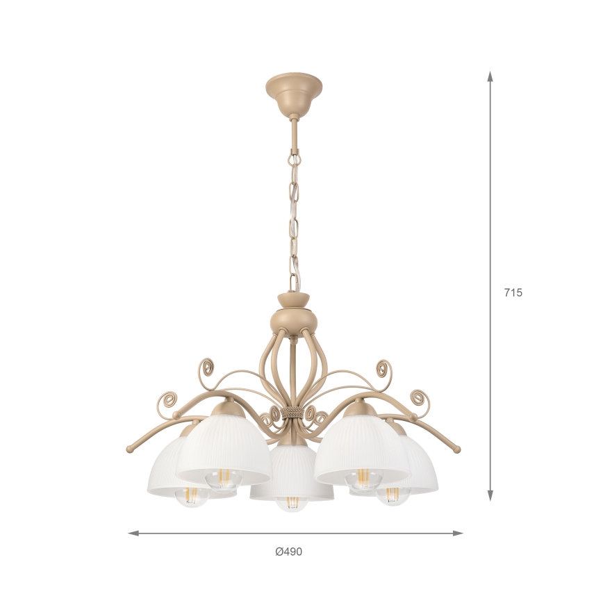 Brilagi - Luster na reťazi ANTICO MODERN 5xE27/60W/230V béžová