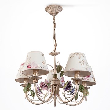 BRILAGI - Luster na reťazi CAMELLIA 5xE14/40W/230V pestrofarebná/béžová/patina
