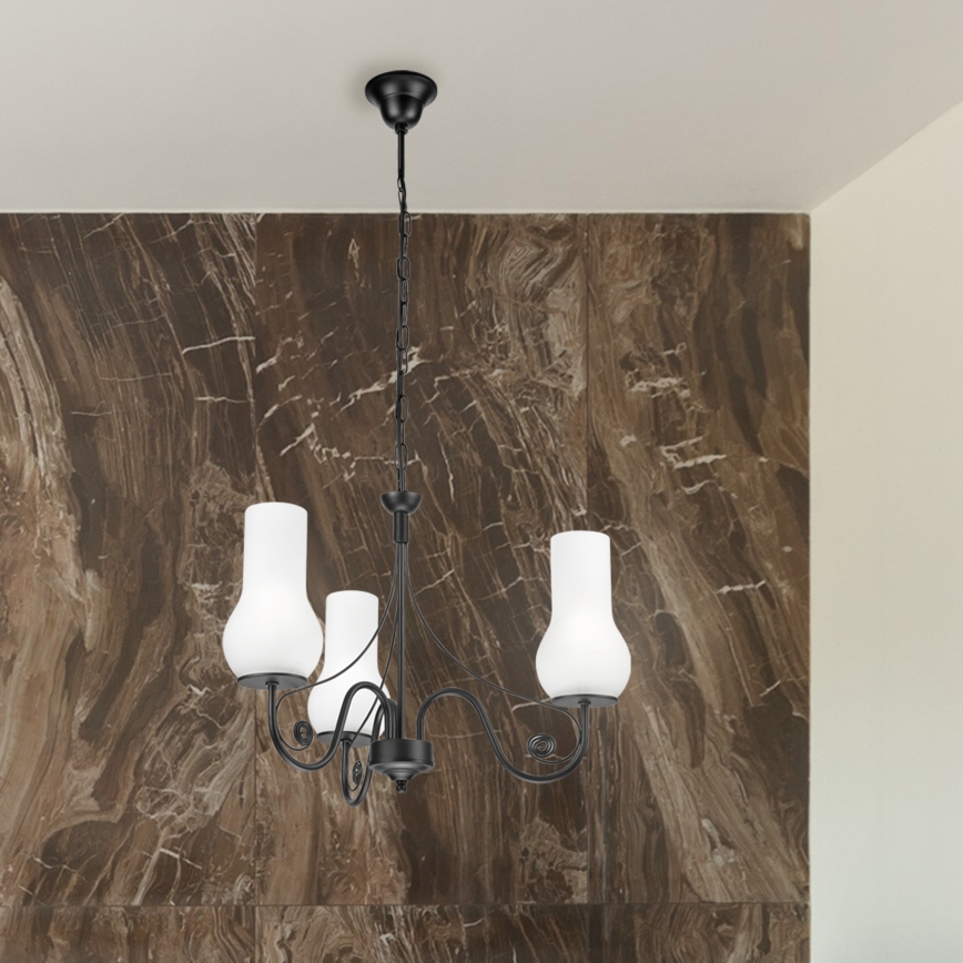 Brilagi - Luster na reťazi COTTAGE 3xE14/40W/230V čierna/biela