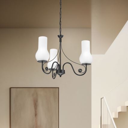 Brilagi - Luster na reťazi COTTAGE 3xE14/40W/230V čierna/biela