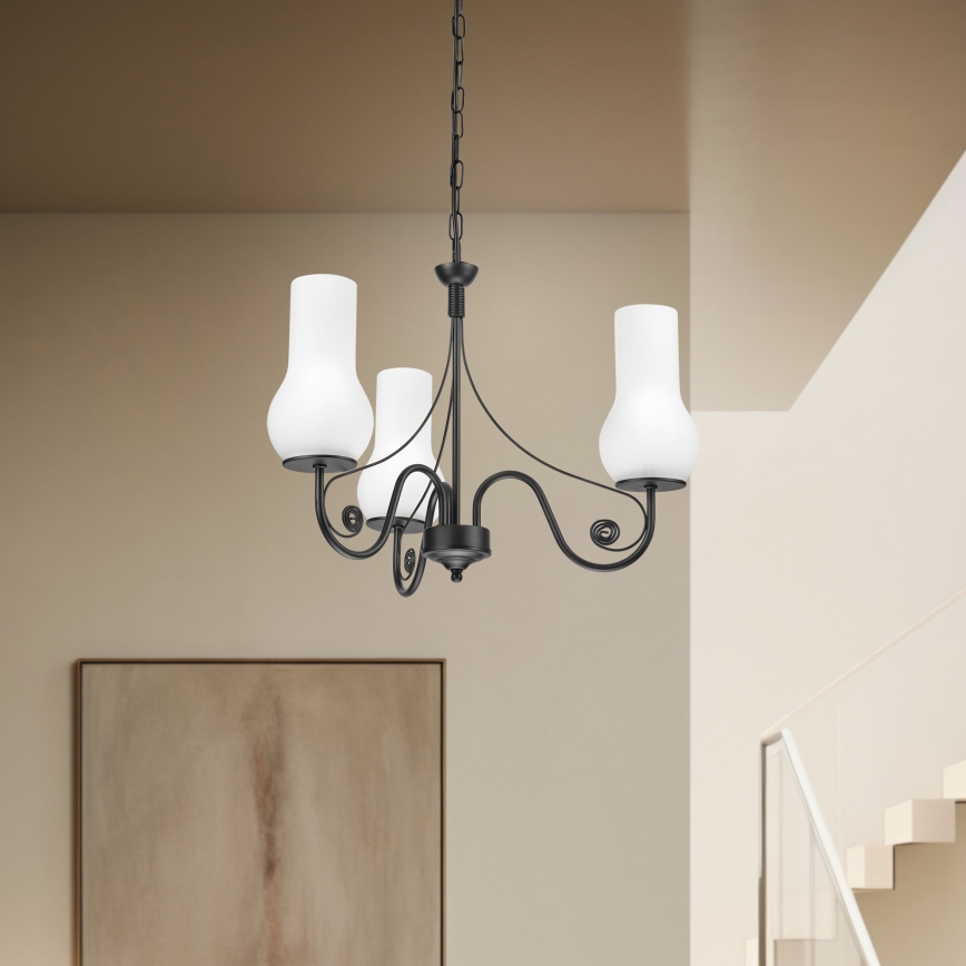 Brilagi - Luster na reťazi COTTAGE 3xE14/40W/230V čierna/biela